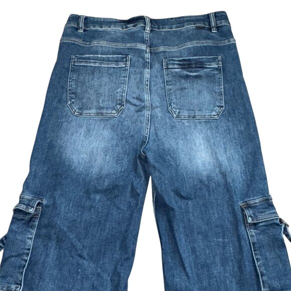 Risen Womens High Rise Cargo Denim Jeans-Blue-Size 2XL-GUC - Picture 7 of 7
